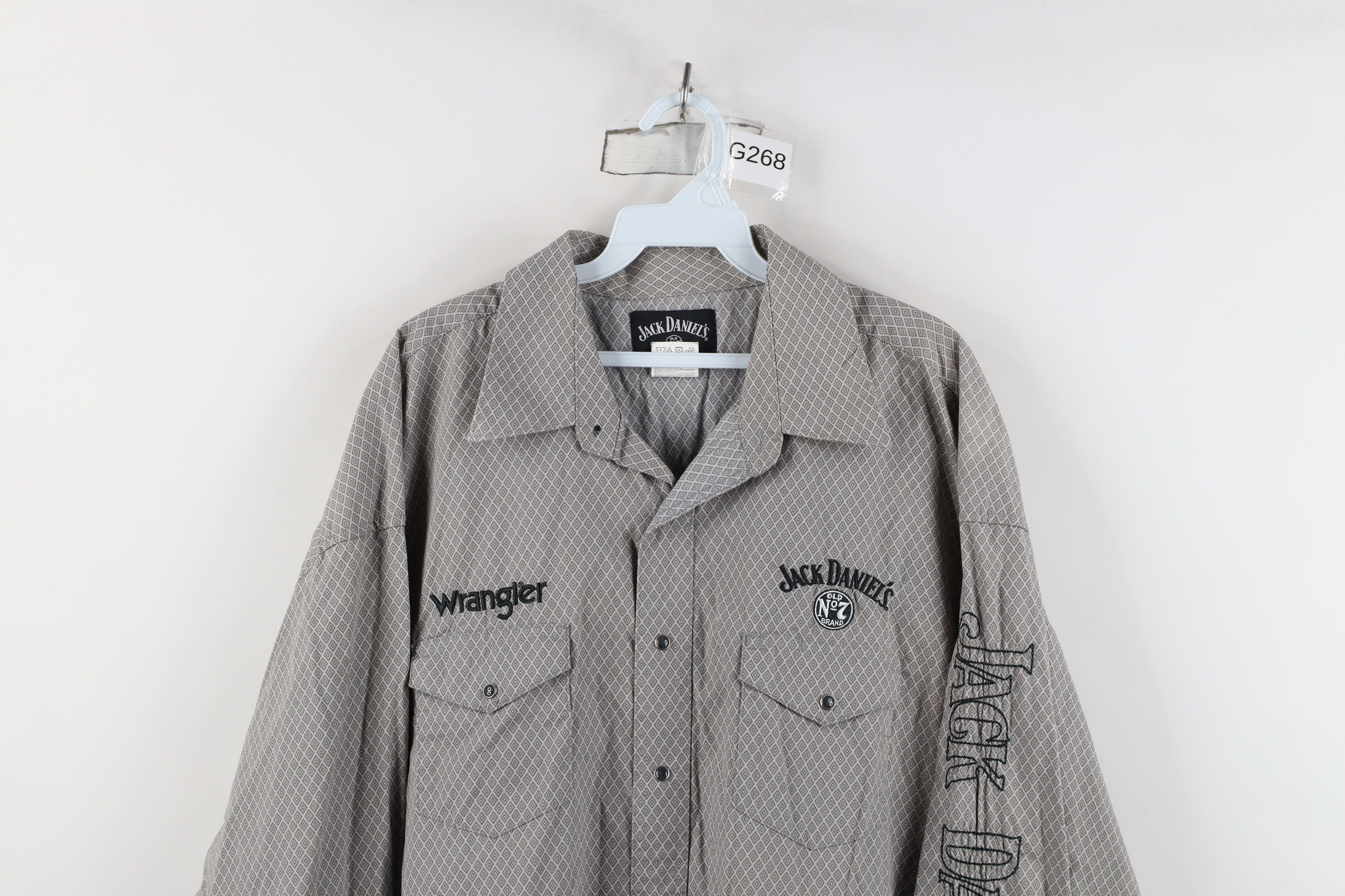 Vintage Jack Daniels x Wrangler Diamond Western Cowboy Button Shirt Size US XXL / EU 58 / 5 - 2 Thumbnail