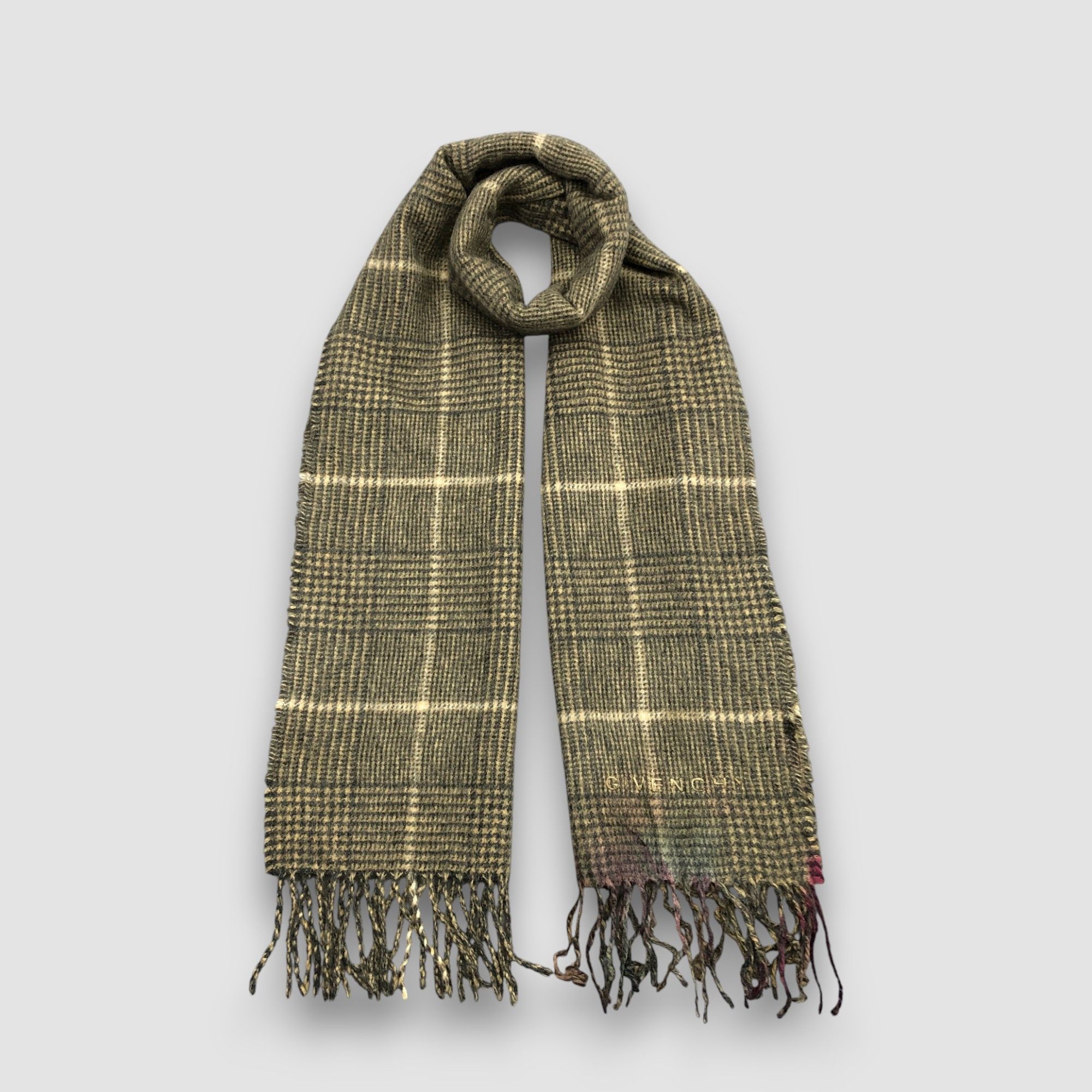 Japanese Brand Vintage Givenchy Scarf Muffler Wool Plaid Winter Scarves Size ONE SIZE - 1 Thumbnail