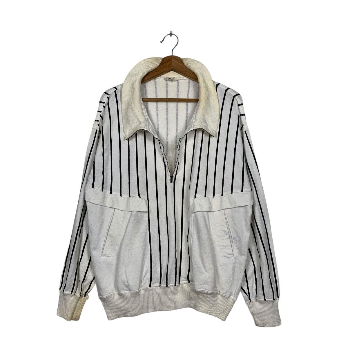 Japanese Brand Japanese Brand Black Pia Stripe Half Zipper Sweater Size US M / EU 48-50 / 2 - 9 Thumbnail