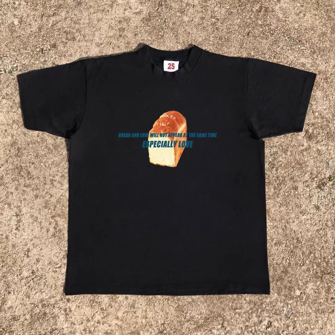 Japanese Brand × Vintage Black casual retro bread print loose t-shirt Size US M / EU 48-50 / 2 - 1 Thumbnail