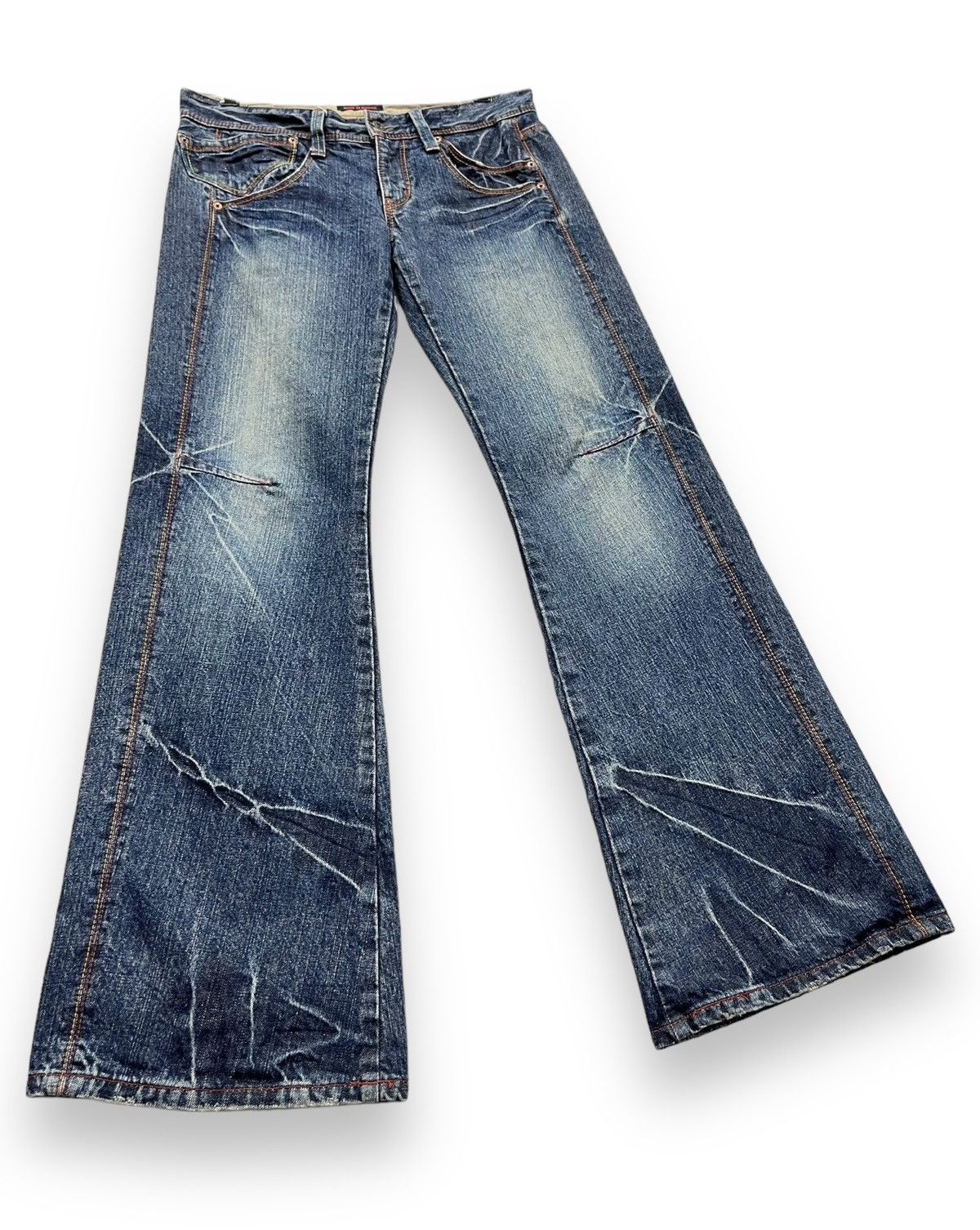 Japan Blue 🔥BLUEWAY JAPAN Low Rise Ultra Wide Leg Flare Denim Size US 31 - 1 Thumbnail