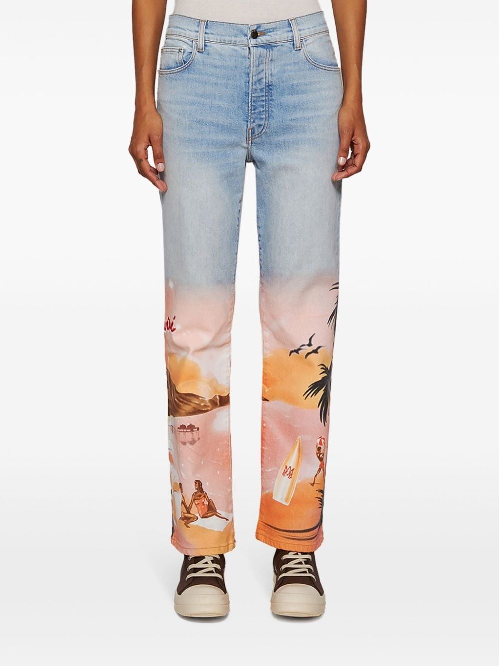 Amiri o1s1wg110625 Resort Club Straight Jeans in Multicolor Size 25" / US 0 / IT 36 - 3 Thumbnail