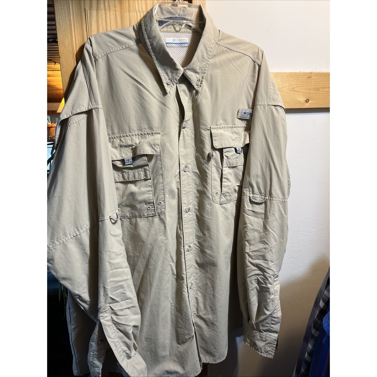 Columbia Columbia PFG Fishing Shirt Mens XL Beige Bahama Hiking LS Size US XL / EU 56 / 4 - 2 Thumbnail