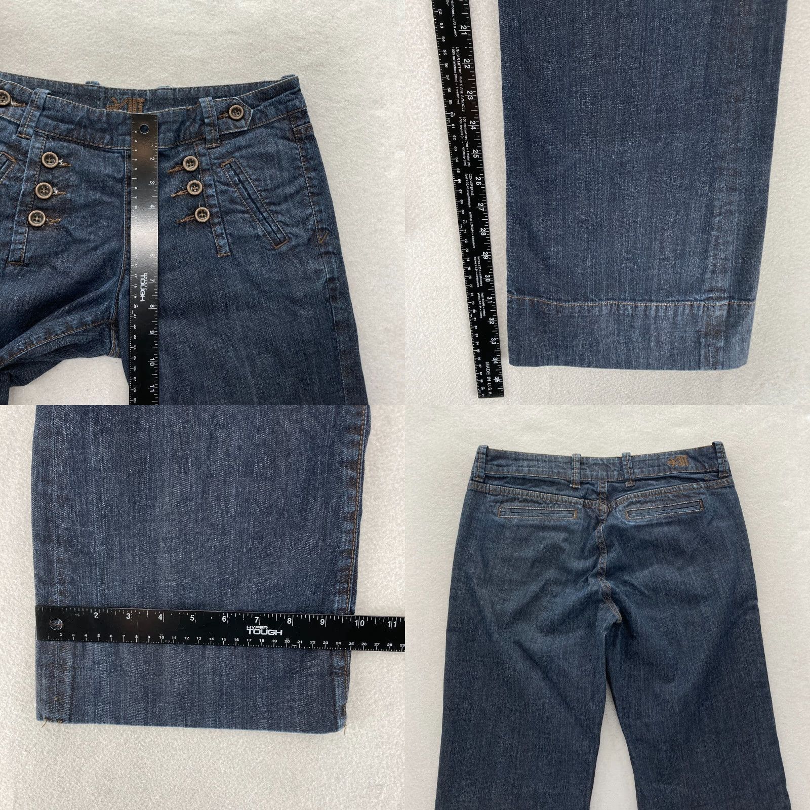 Vintage KUT from the Kloth Flared Trouser Pants Women's 28 Dark Blue Chambray Denim Size 28" / US 6 / IT 42 - 8 Thumbnail