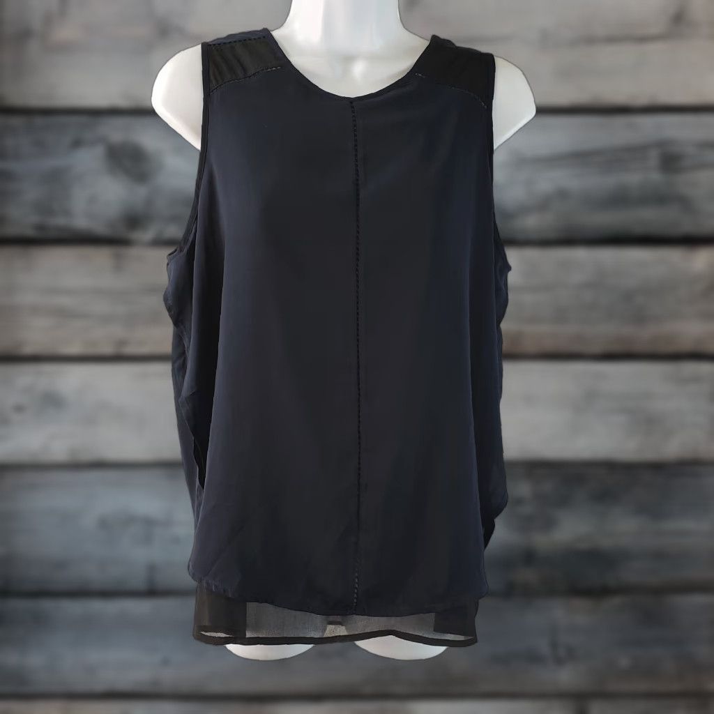 Scotch & Soda Scotch & Soda Womens Top Sleeveless Blouse Size 2 Black Blue Polo Pullover Non-Vintage Shirt Women Size XS / US 0-2 / IT 36-38 - 1 Thumbnail