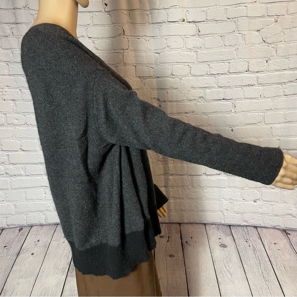Duffy Gray Black Cashmere Long Sleeve Sweater Size M