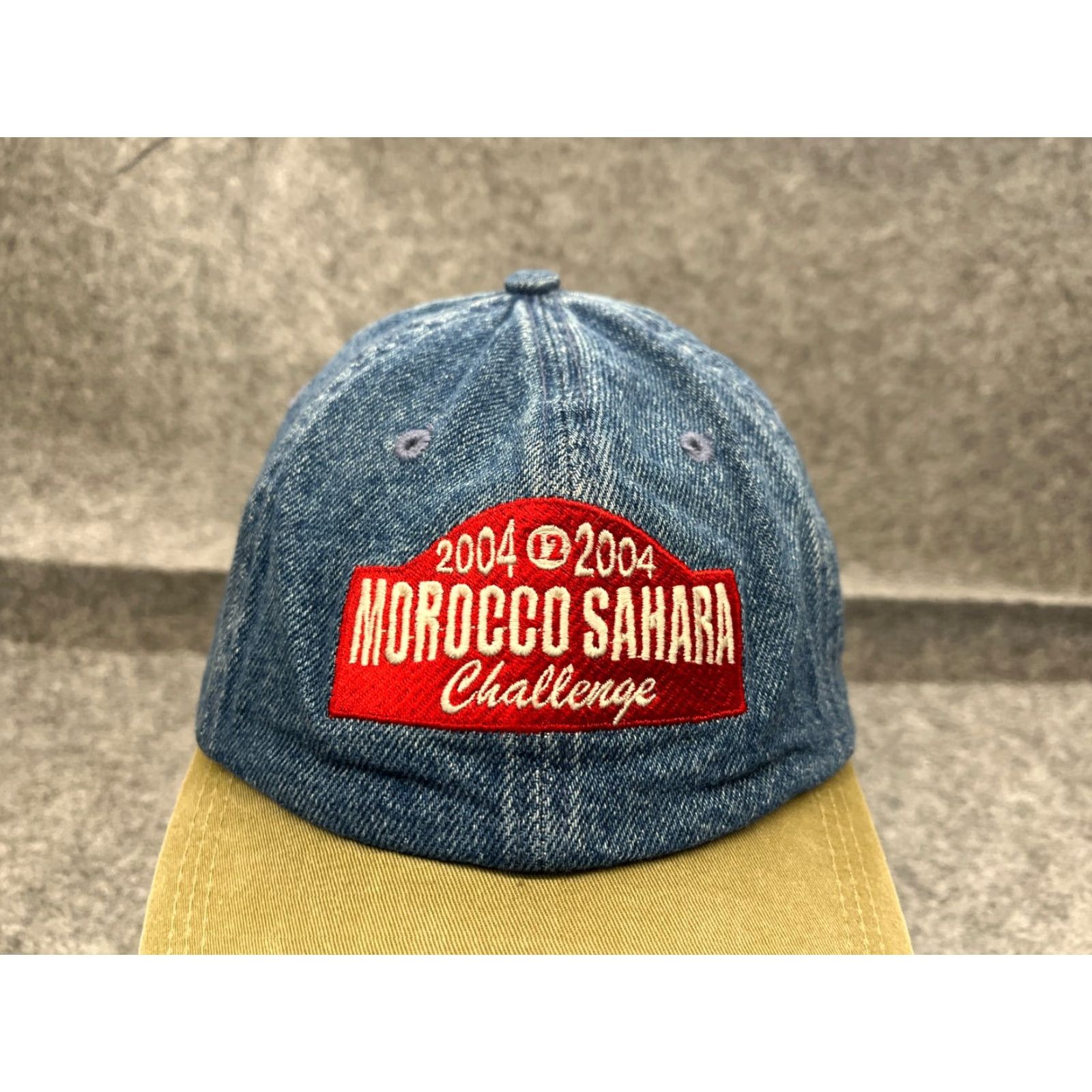 Vintage Falcon Headwear Morocco Sahara Challenge 2004 Hat Cap Strap Back Adult OS Blue Denim Look Cotton Baseball Cap Unisex Adults OS Men Women Mens Womens Size ONE SIZE - 2 Thumbnail