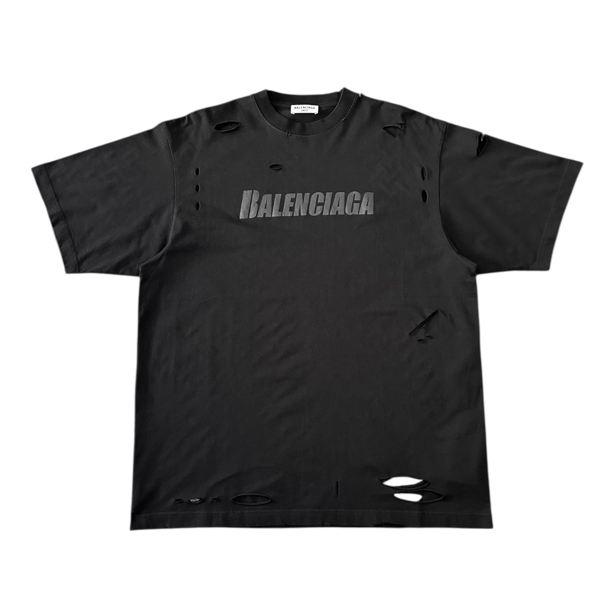 BALENCIAGA Caps Destroyed Tシャツ 半袖 Balenciaga Caps Destroyed Flatground T-shirt - POIZON