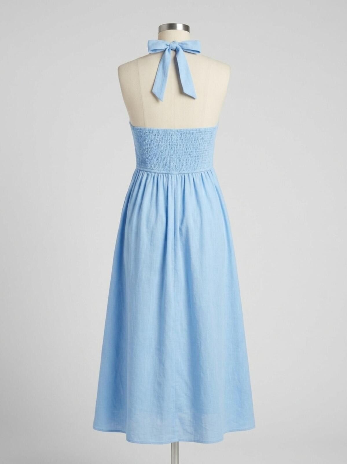 Other Light Blue Halter Midi Dress with Bow Tie Size S / US 4 / IT 40 - 2 Thumbnail