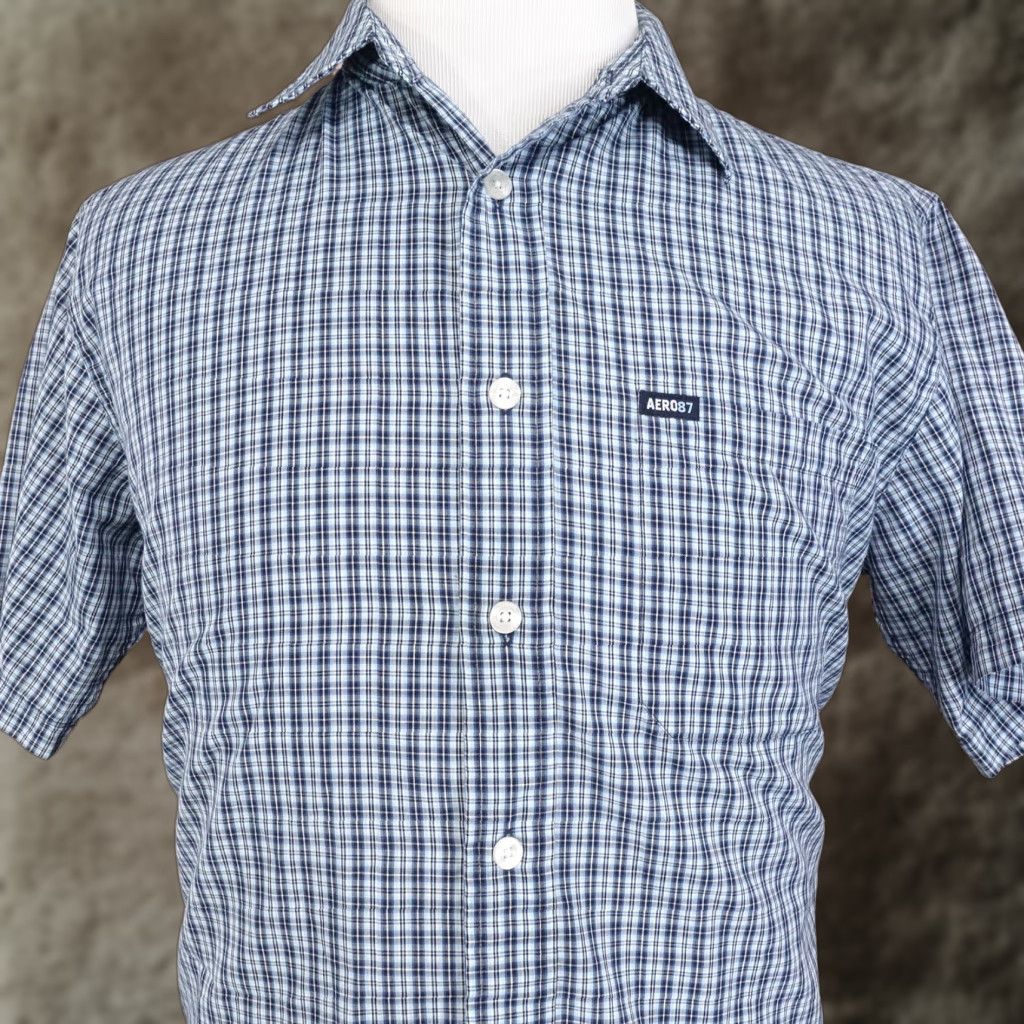 Aeropostale AEROPOSTALE Blue Plaid Short Sleeve Button-Up Shirt Adult Medium Men's Size US M / EU 48-50 / 2 - 1 Thumbnail