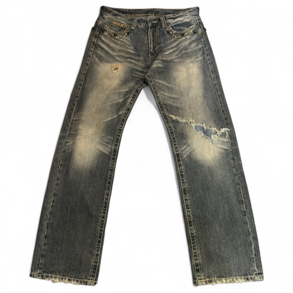 Japanese Brand Vintage Boot Cut Japanese Distressed Trim Studded Denim Size US 31 - 1 Thumbnail