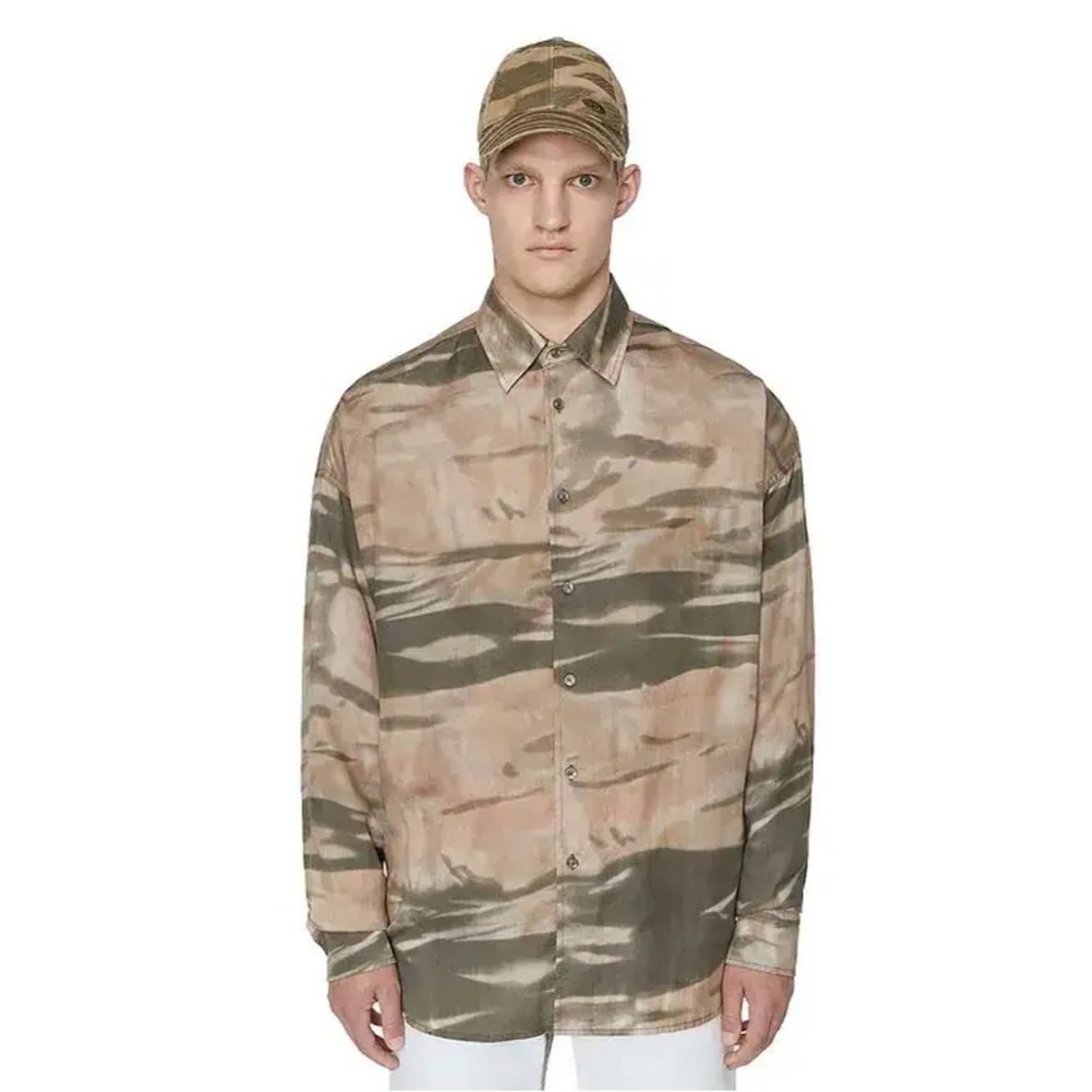 Diesel Diesel S-Fluid-CMF Oversized Lyocell Shirt XL Abstract Camo Size US XL / EU 56 / 4 - 2 Thumbnail