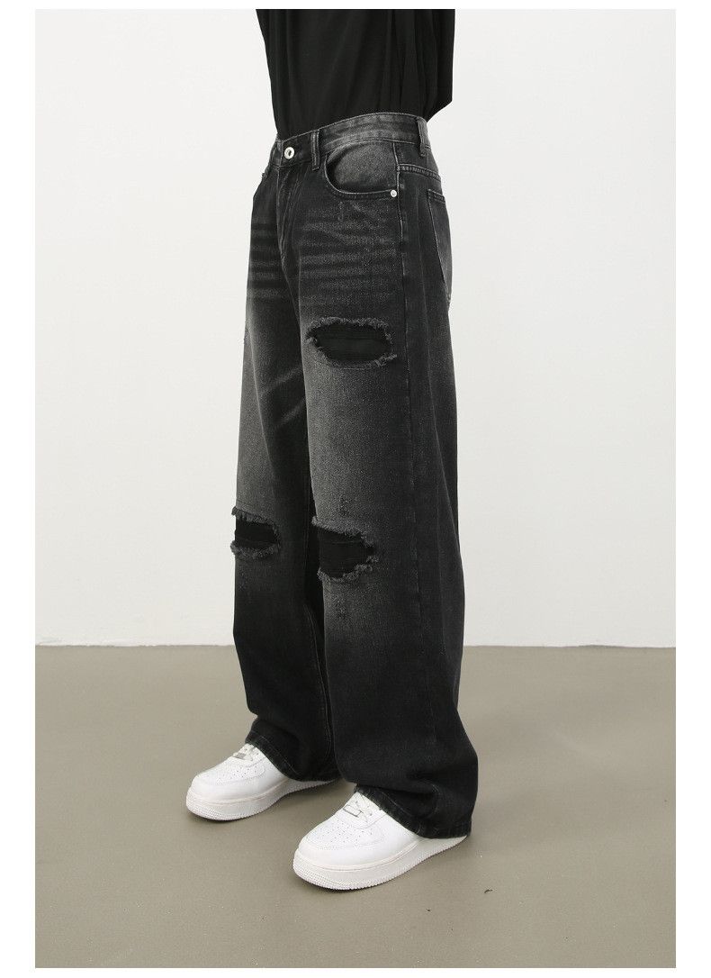 Japanese Brand × Jean American street loose straight-leg ripped washed jeans Size US 32 / EU 48 - 3 Thumbnail