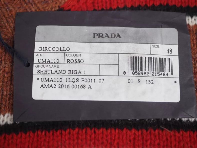 Prada Prada Brown wool sweater with red stripes sweater 2504-Next Size US M / EU 48-50 / 2 - 7 Thumbnail