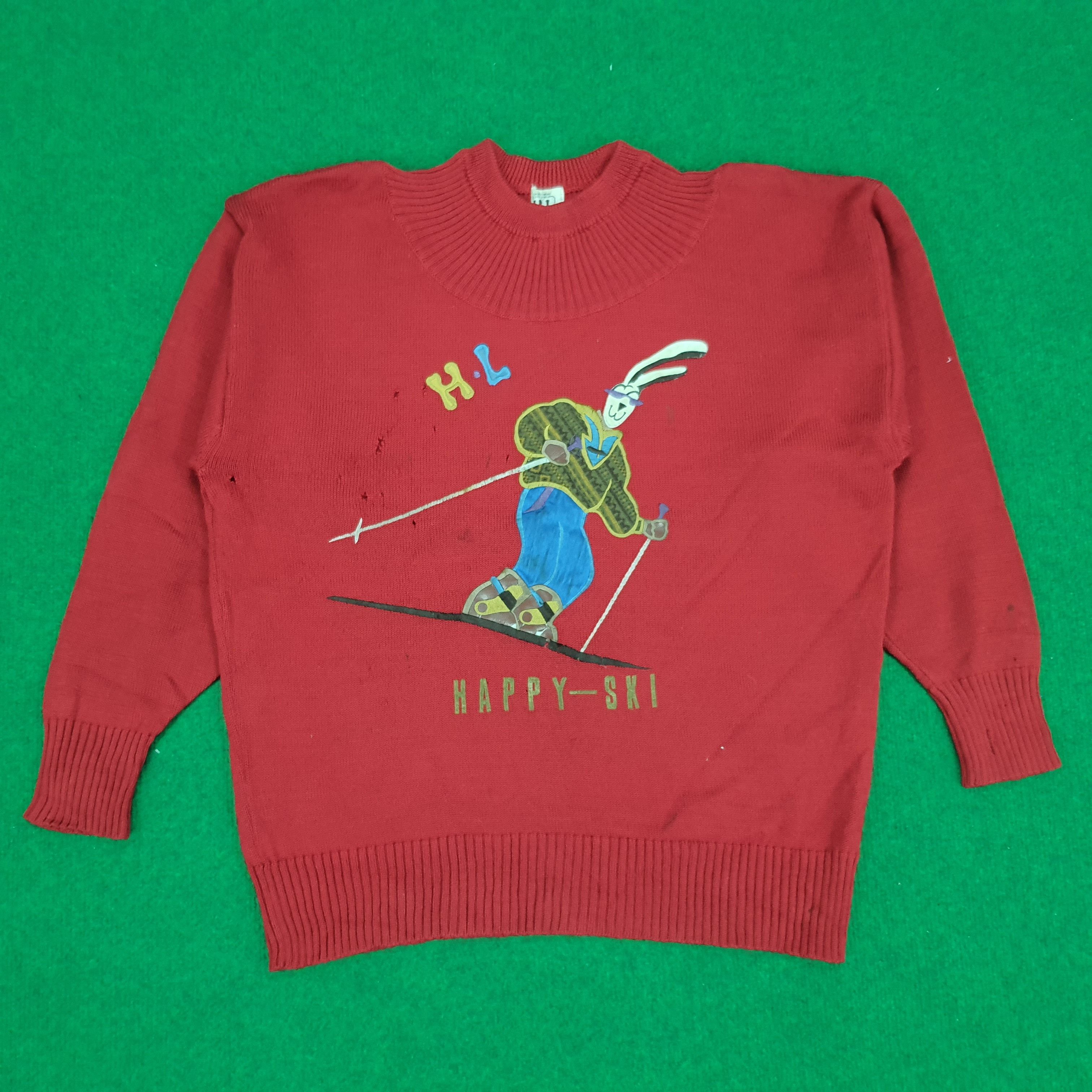 Vintage Vintage Henri Luccapuis Happy Ski Knitted Sweatshirt Size US M / EU 48-50 / 2 - 1 Thumbnail