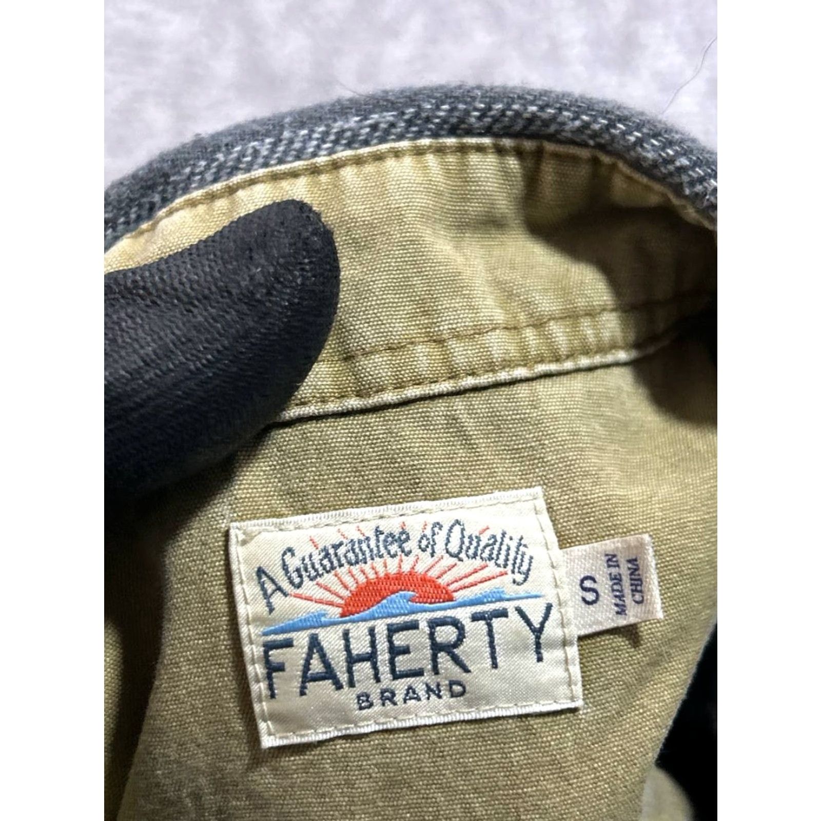 Faherty Faherty Shacket Mens Small Gray Flannel Striped Button Front Elbow Patch Pocket Casual Jacket Size US S / EU 44-46 / 1 - 4 Thumbnail