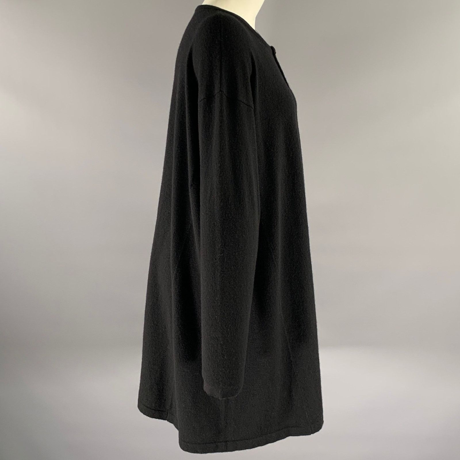 eskandar ESKANDAR M Size Black Cashmere Oversized Cardigan Size ONE SIZE - 3 Thumbnail