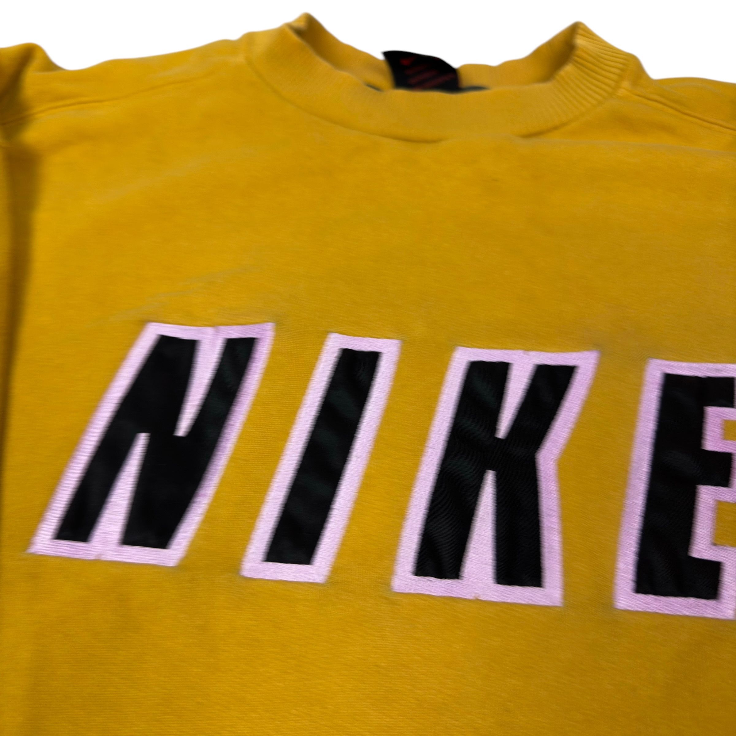 Nike × Vintage Vintage Nike Men Yellow Cotton Spellout Kleding Sweatshirt L Size US L / EU 52-54 / 3 - 3 Thumbnail