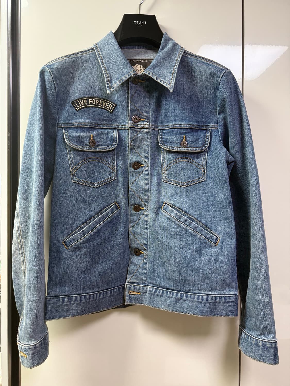 Pretty Green Oasis Liam Gallgher Live Forever Denim Jacket Trucker Size US S / EU 44-46 / 1 - 2 Thumbnail