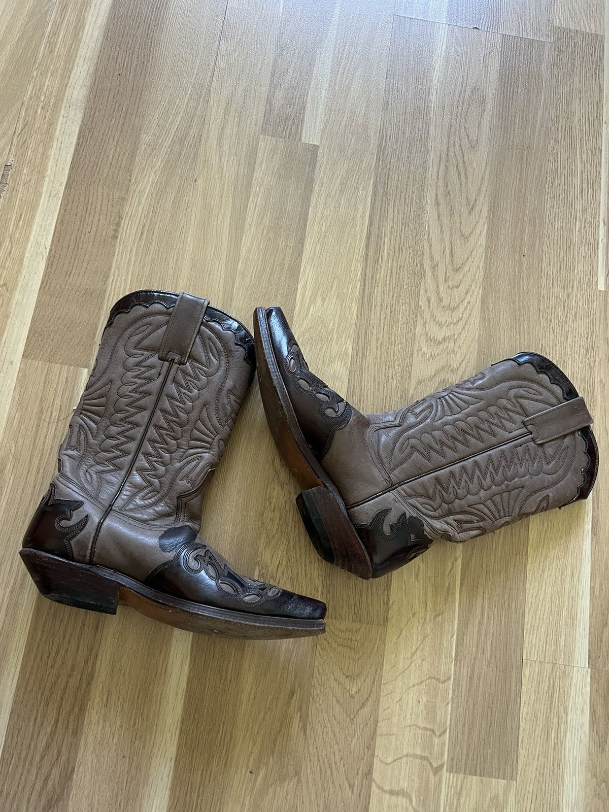 Vintage Vintage cowboy western leather boots sancho style 90 brown Size US 6.5 / IT 36.5 - 8 Thumbnail