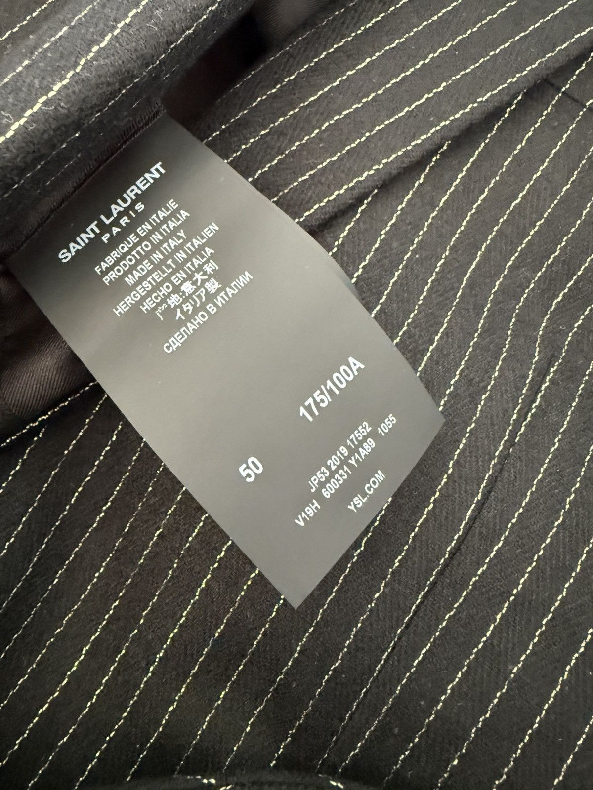 Saint Laurent Paris SS20 Saint Laurent Gold Threaded Pinstripe Blazer Jacket Size 50R - 13 Thumbnail
