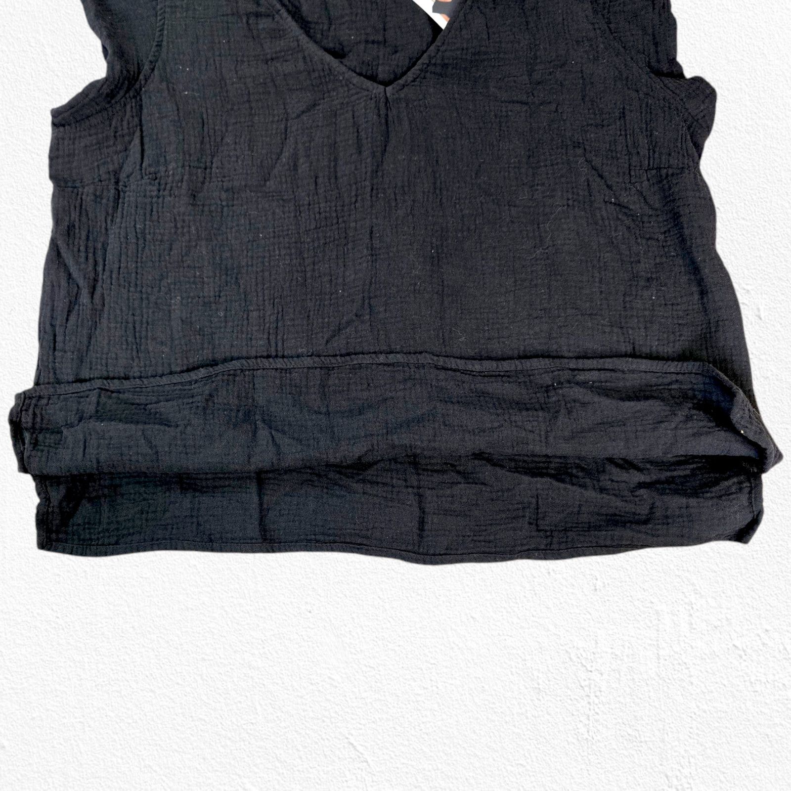 Other Three Dots Black Double Gauze Top Size Medium NWT $138 Size M / US 6-8 / IT 42-44 - 9 Thumbnail