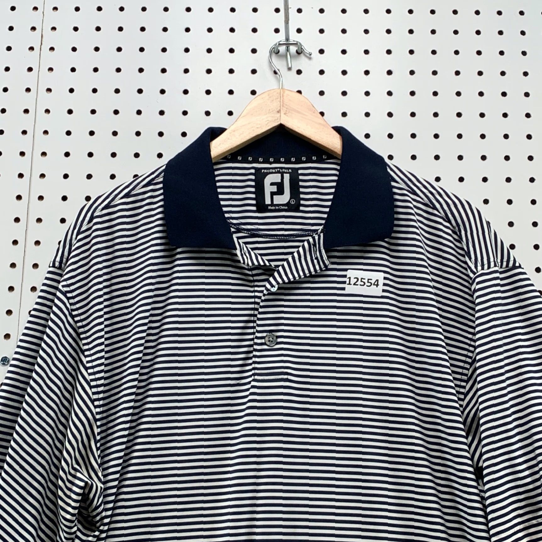 Footjoy FootJoy Mens PRODRY Lisle Short Sleeve Polo Blue White Striped Size Large FJ Size US L / EU 52-54 / 3 - 5 Thumbnail