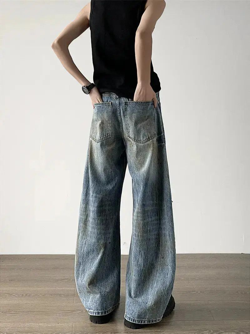 Japanese Brand Retro loose straight leg wide leg jeans Size US 32 / EU 48 - 5 Thumbnail