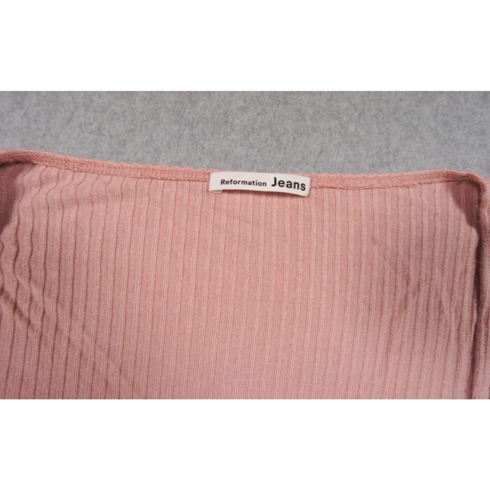 Reformation Reformation Shirt Womens XS Pink Knit Short Sleeve Square Neck Casual Size XS / US 0-2 / IT 36-38 - 7 Thumbnail