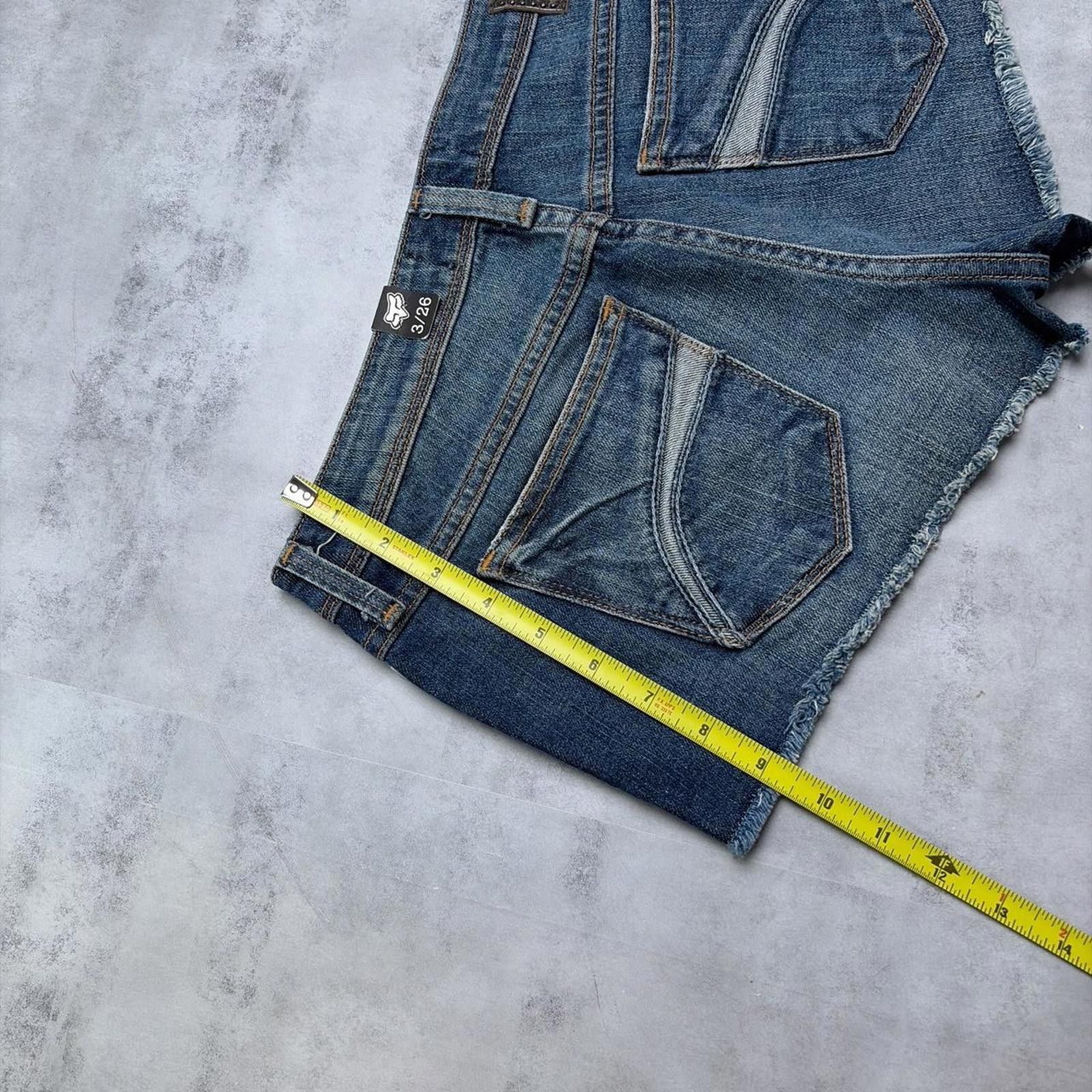 Fox Racing Y2K Fox Racing Grunge Mini Denim Shorts Size 29" - 7 Thumbnail