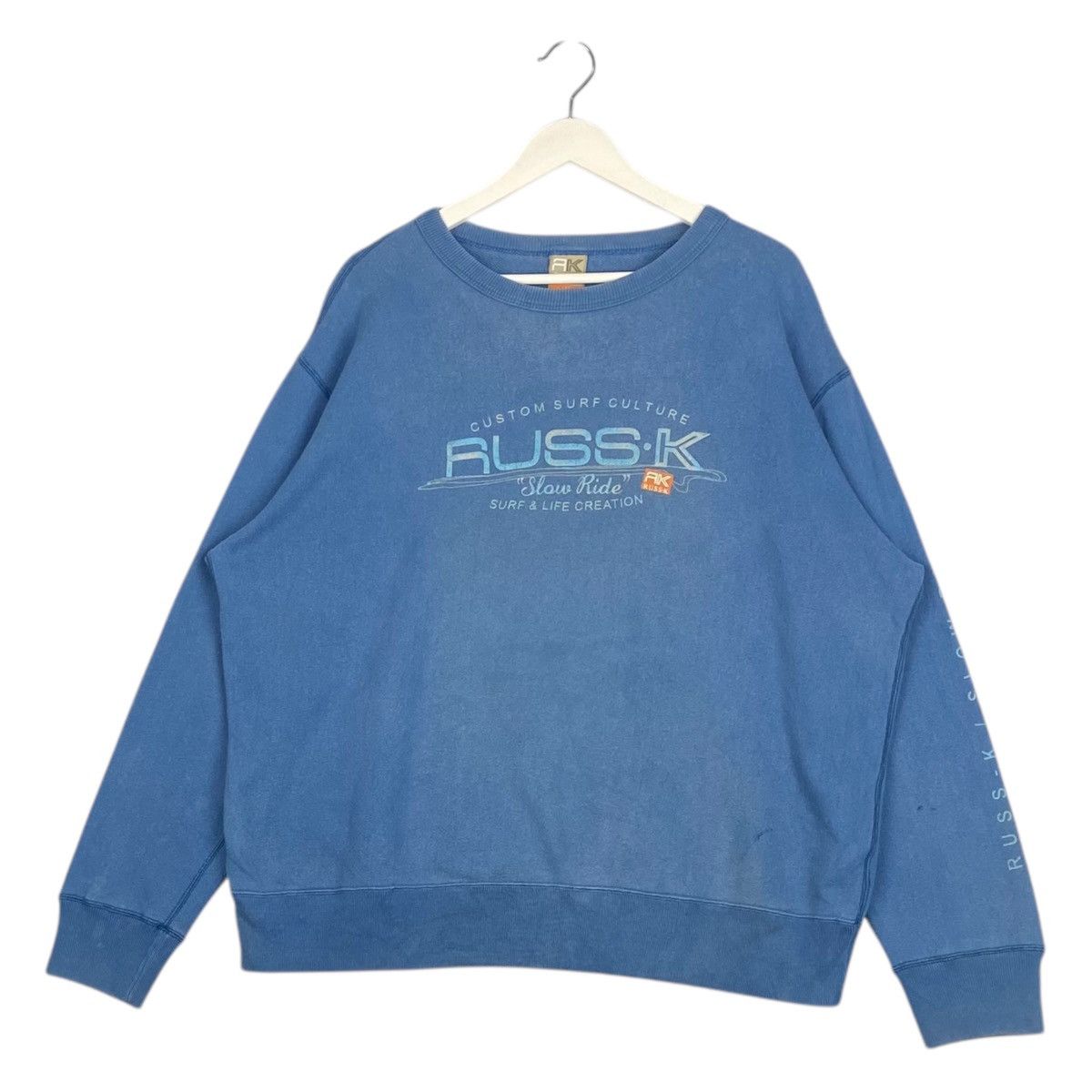 Designer × Vintage Vintage Russ-K Embroidered Sweatshirt Blue Size XL Size US XL / EU 56 / 4 - 2 Thumbnail