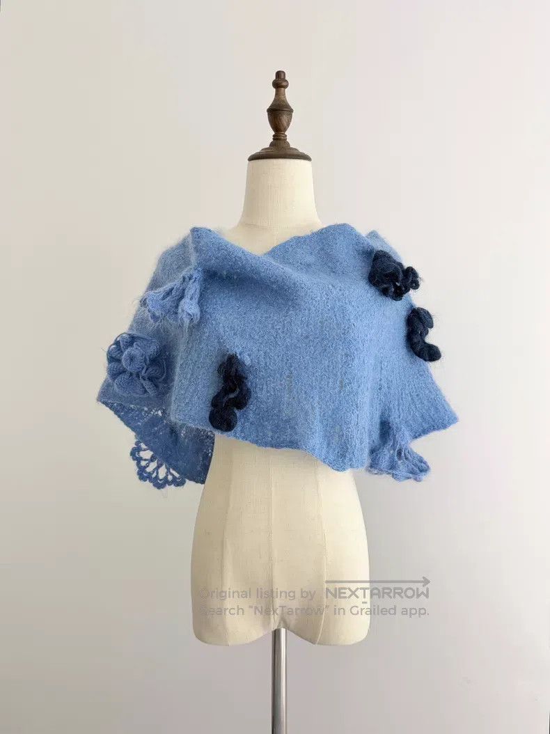 Comme des Garcons Comme des Garcons size F Navy Blue Wool Shawl Size XS / US 0-2 / IT 36-38 - 2 Thumbnail