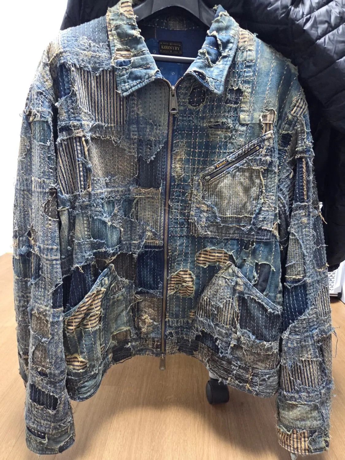 Japanese Brand × Kapital Kapital Boro T-Back Drizzler Zip Jacket