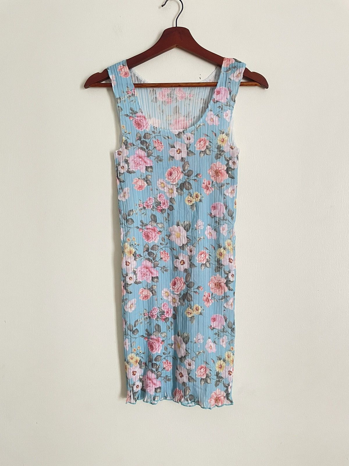image of Sisley Pleated Dress Blue Floral, Women's (Size Small)