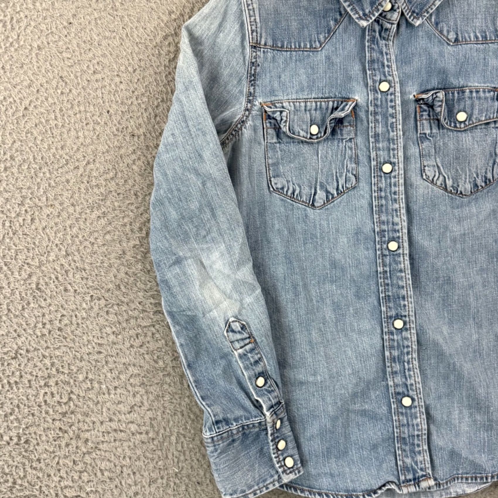 J.Crew J.CREW Shirt Womens 0 Blue Chambray Oarsman Long Sleeve Button Up Casual Size XS / US 0-2 / IT 36-38 - 4 Thumbnail