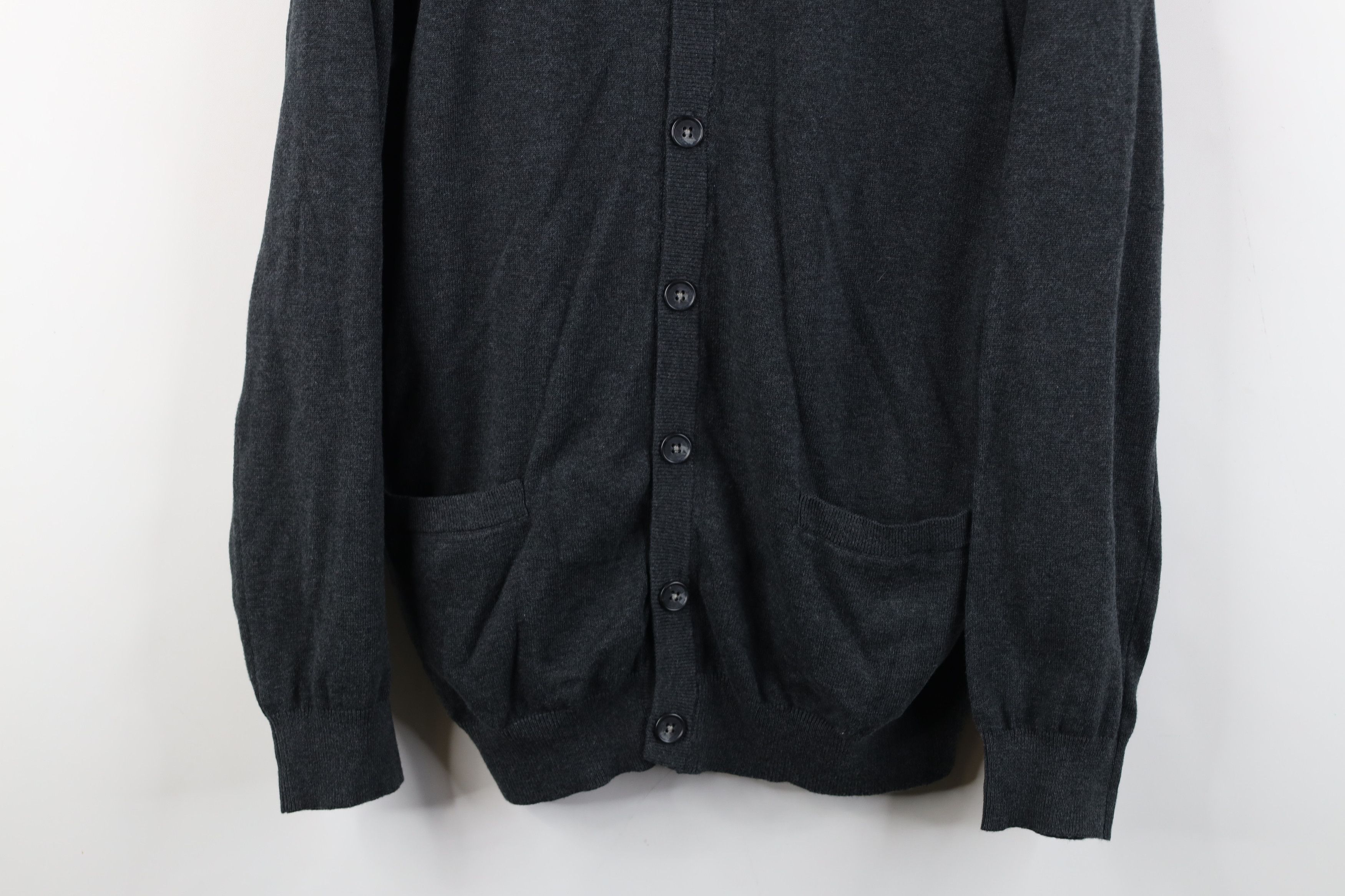 Vintage Vintage 90s Y2K Streetwear Cotton Knit Cardigan Sweater Gray Size US L / EU 52-54 / 3 - 3 Thumbnail