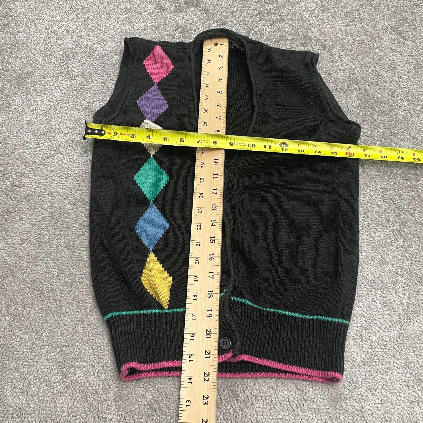Vintage VINTAGE French Navy Black Argyle/Diamond Knit Vest Womens Medium Sleeveless Size M / US 6-8 / IT 42-44 - 6 Thumbnail