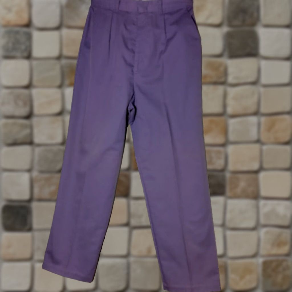 Vintage VINTAGE Garan by Marita Pants Women 14 Purple Lilac Twill Pleated Chino Casual Straight Slim Size 36" / US 14 / IT 50 - 1 Thumbnail