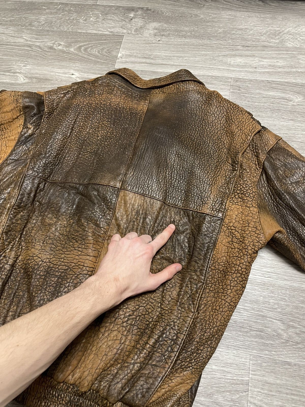 Leather Vintage Leather Brown Patterned Bomber Jacket 90s Size US M / EU 48-50 / 2 - 20 Thumbnail