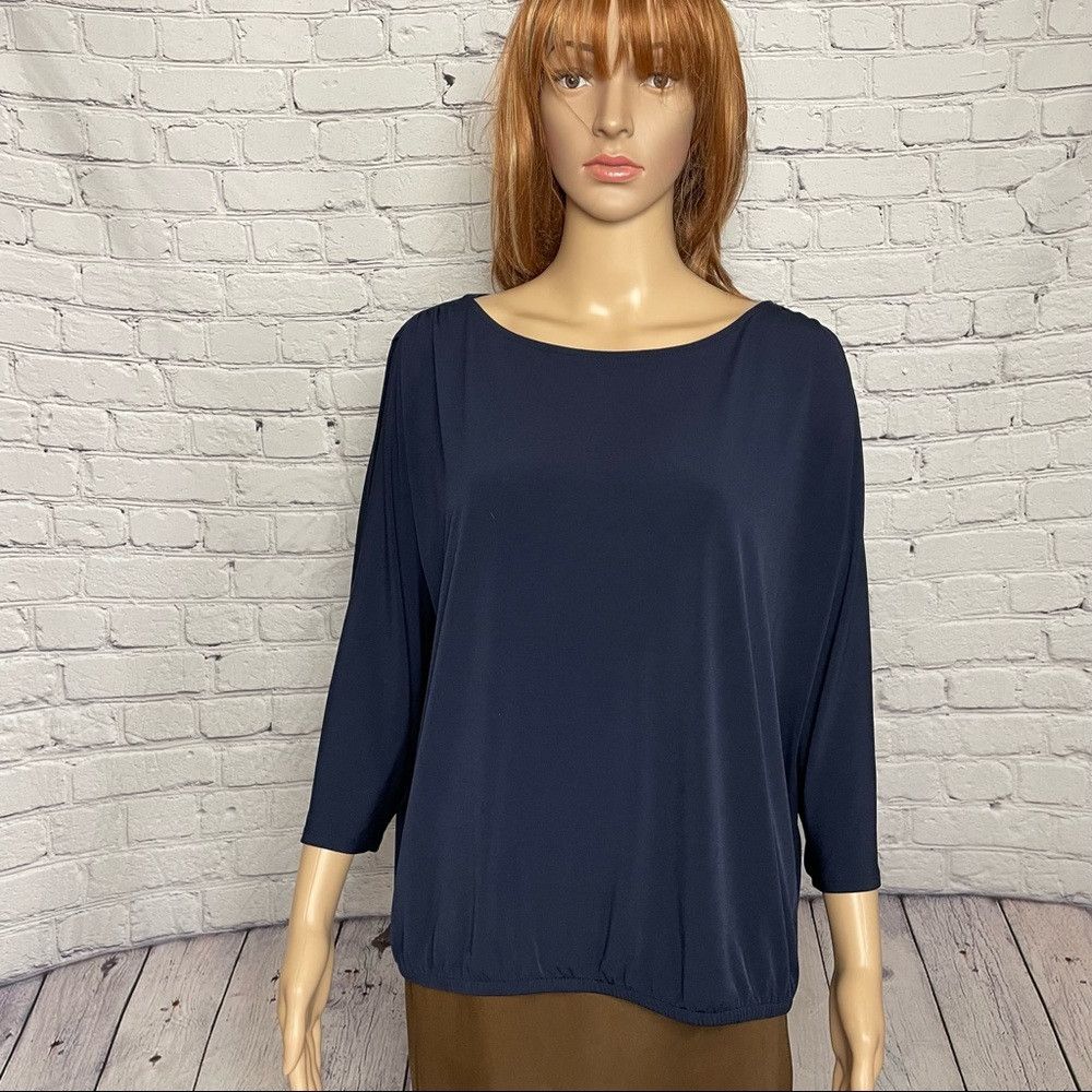 Chicos Chico’s Navy Split Sleeves Blouse Top Size 2 US L Size L / US 10 / IT 46 - 1 Thumbnail