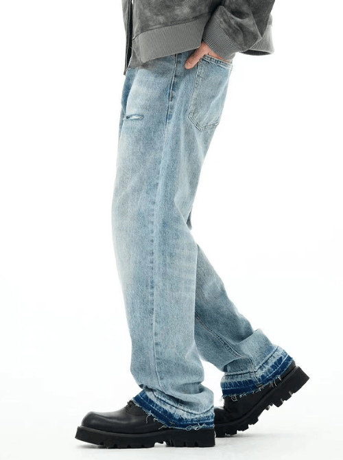 Japanese Brand × Jean American street washed straight loose versatile ripped jeans Size US 32 / EU 48 - 3 Thumbnail
