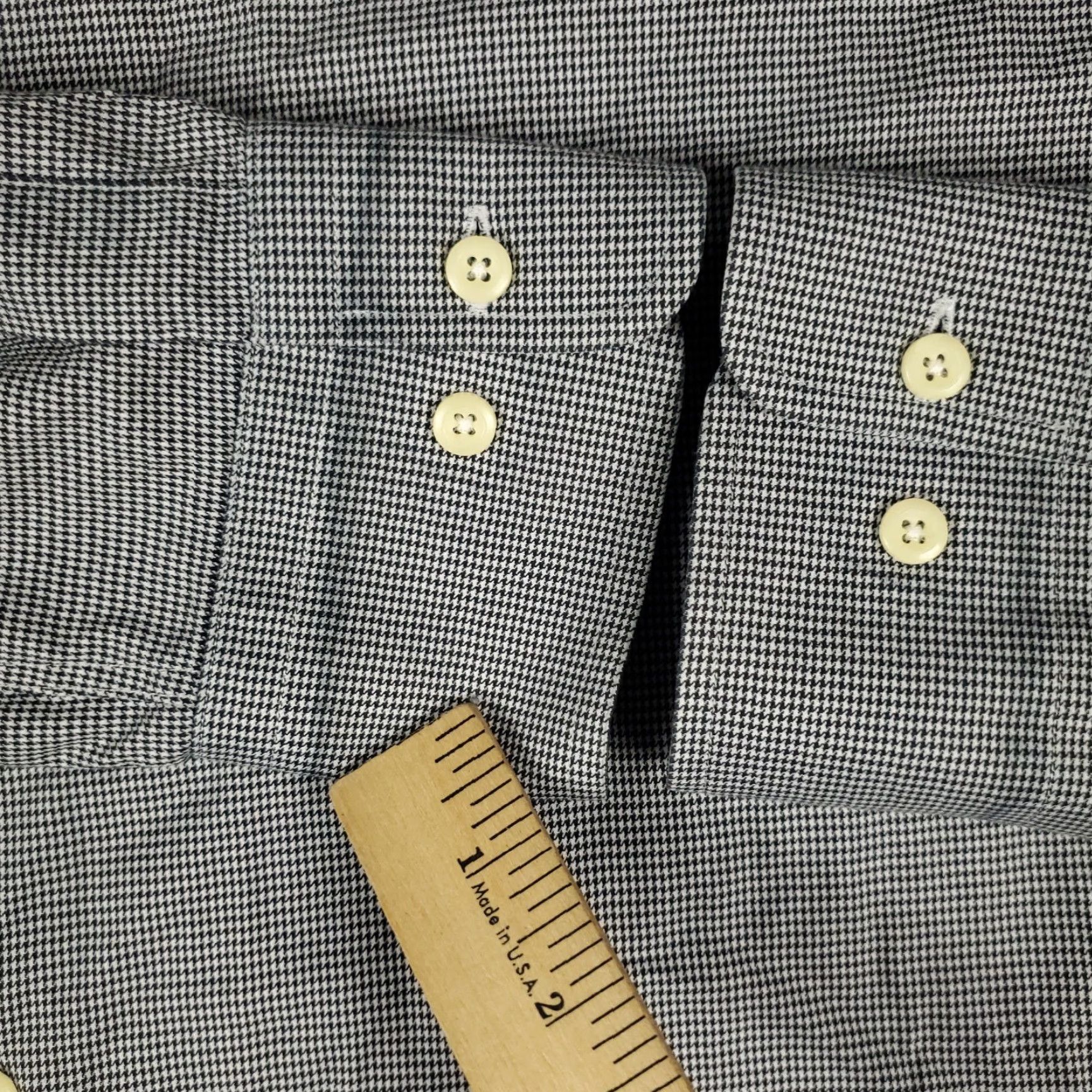 David Donahue David Donahue Dress Shirt Mens 16.5 Blue Houndstooth Pattern Long Sleeve Button Up 100% Cotton Regular Navy Mens Size 42R - 3 Thumbnail