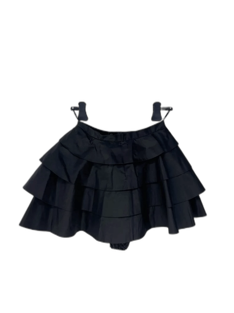 Louis Vuitton Black Ruffled Skirt with Pleated Design-2506 Size 35" - 1 Thumbnail