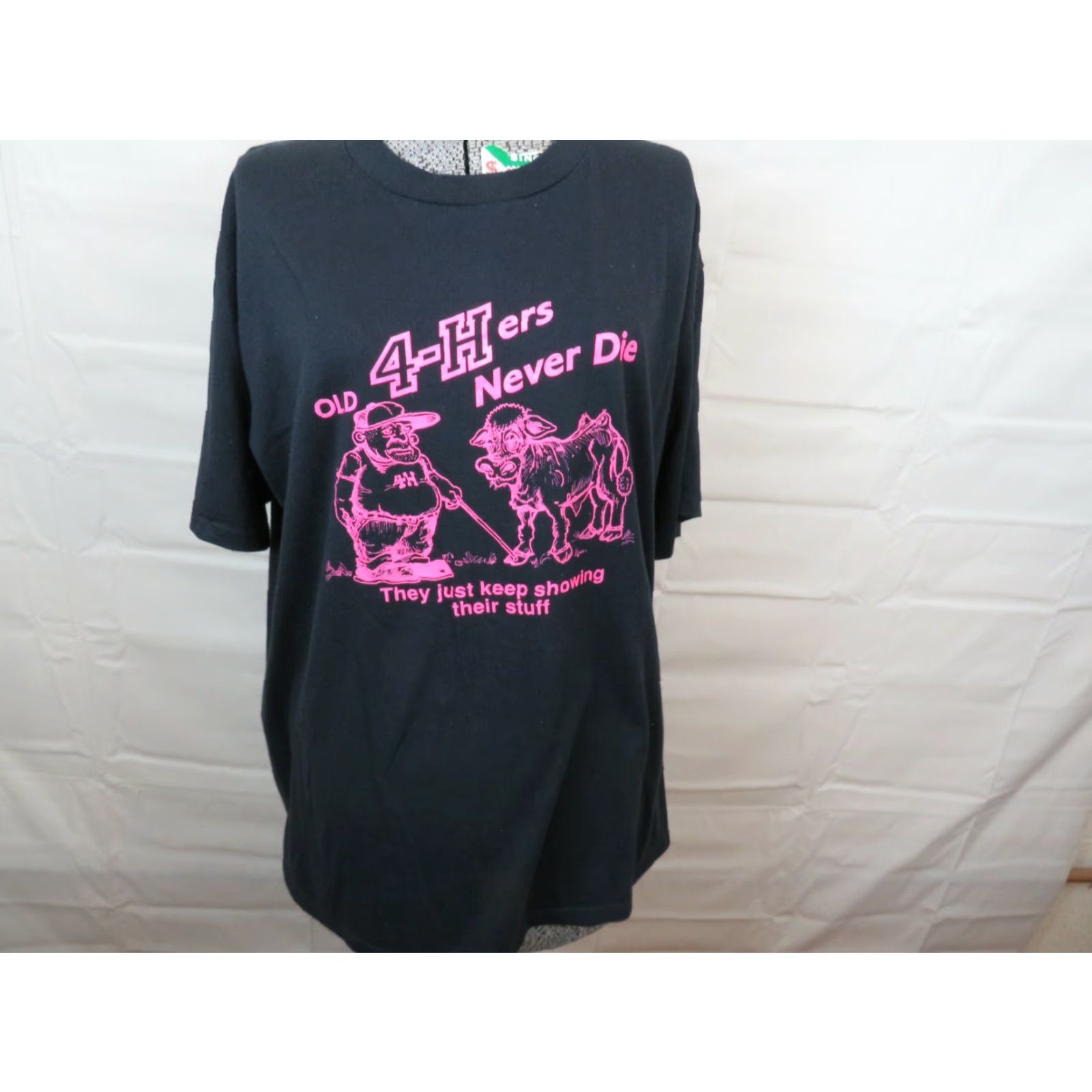 Jerzees VINTAGE Jerzees USA T-Shirt XXL Black Unisex Short Sleeve Graphic Tee 1980s 1990s “never die just keep showing” Size US XXL / EU 58 / 5 - 2 Thumbnail