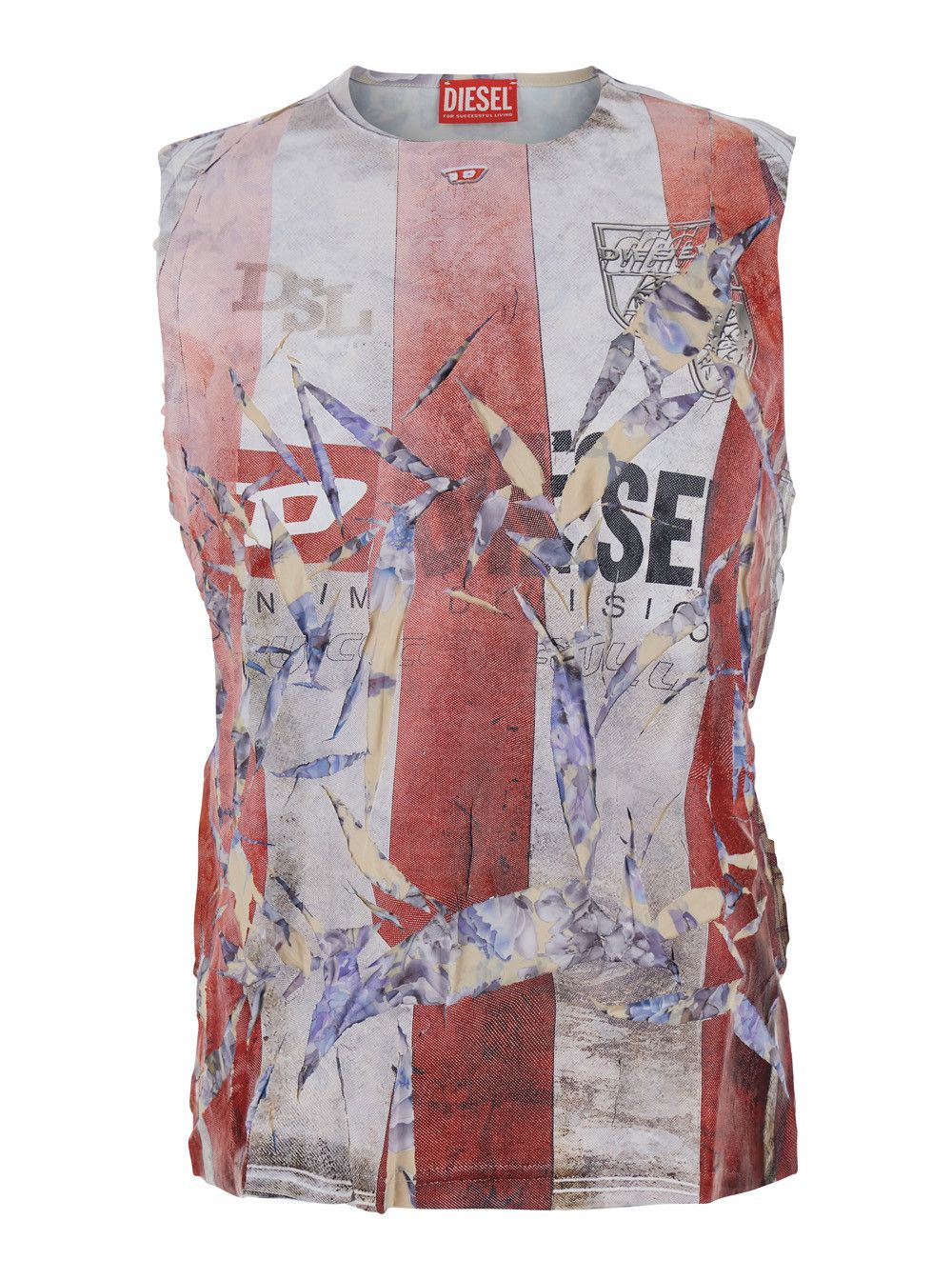 Diesel Multicolor Top with Faded Logo on the Front and Vertical Striped Motif in Fabric Man Size US S / EU 44-46 / 1 - 1 Thumbnail