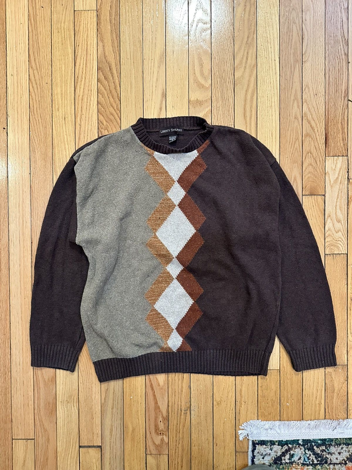 Vintage Vintage Preppy Liberty Sweaters Argyle Print Sweater - Brown Size US S / EU 44-46 / 1 - 1 Thumbnail