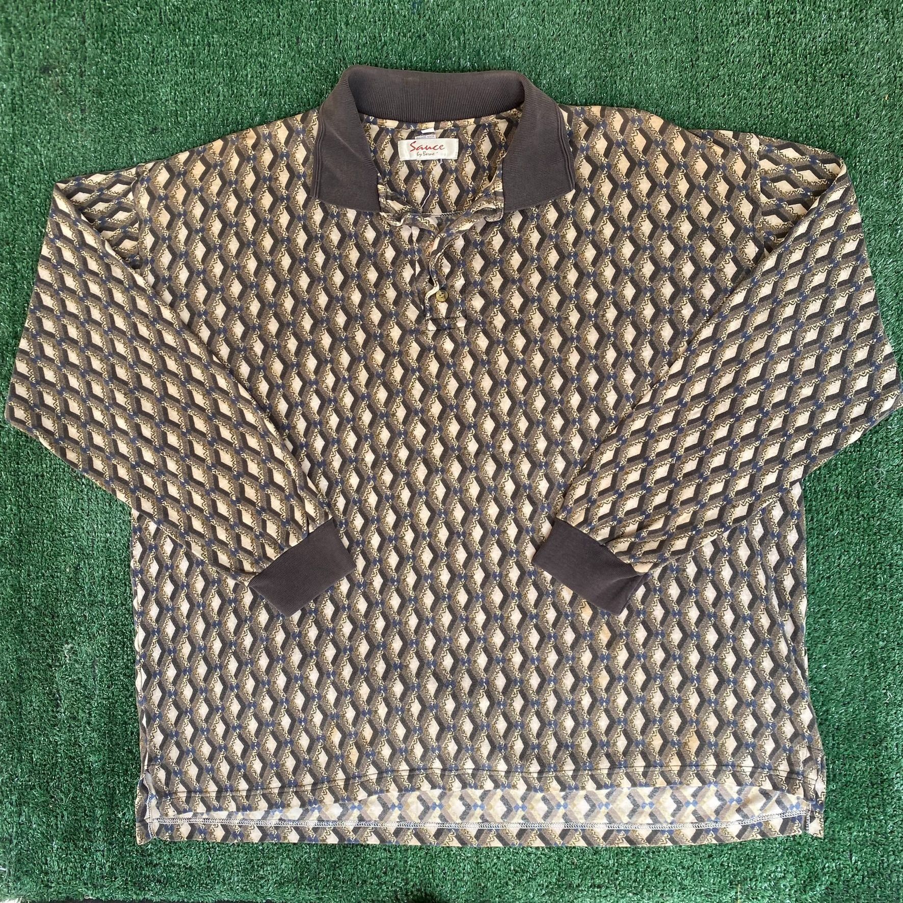 Vintage Vintage 90s Rugby Polo Shirt Geometric Long Sleeve Grandpa Size US XL / EU 56 / 4 - 1 Thumbnail