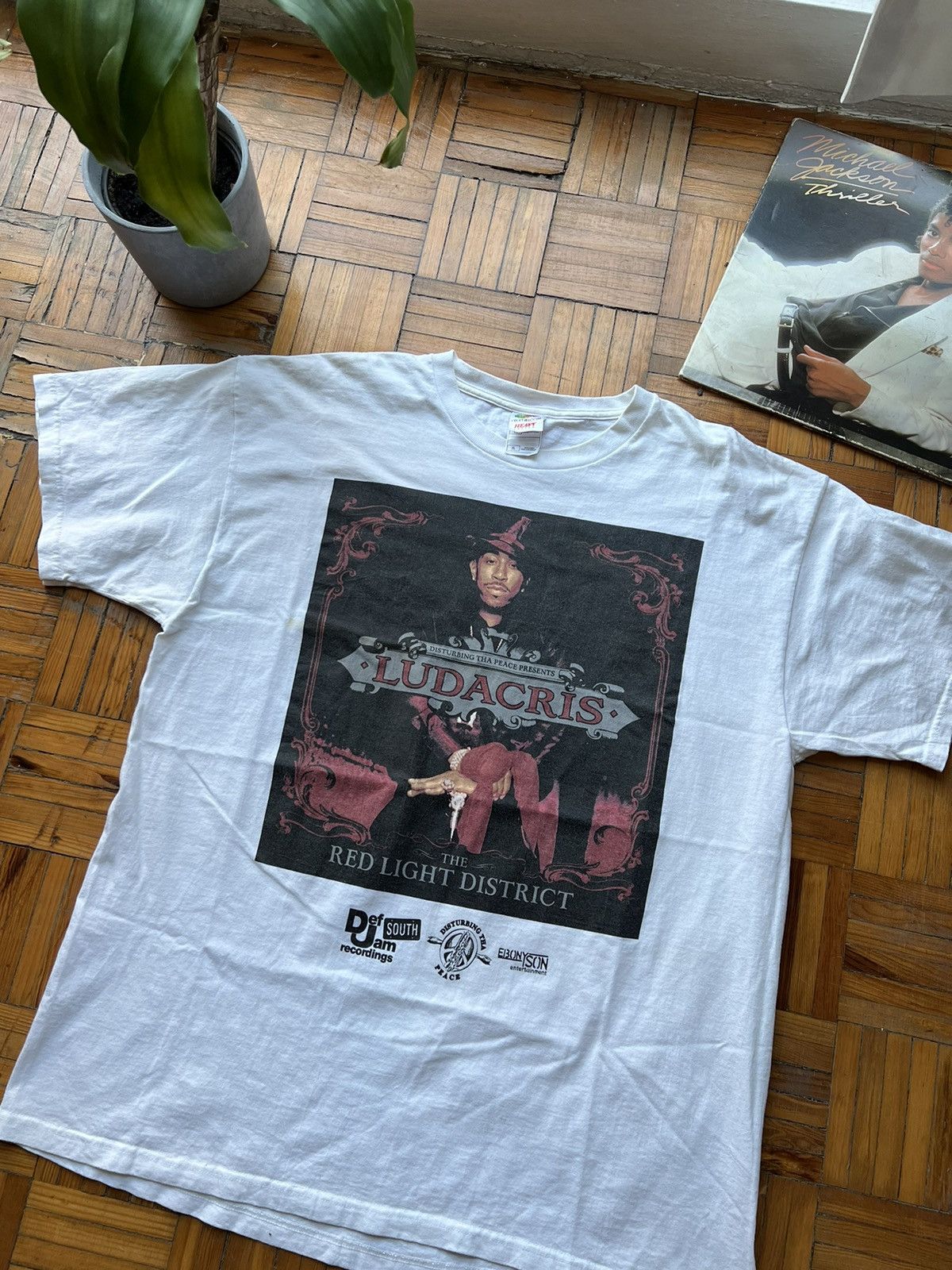 image of Band Tees x Rap Tees 2004 Ludacris The Red Light District Album Cover Promo Tee in White (Size XL)