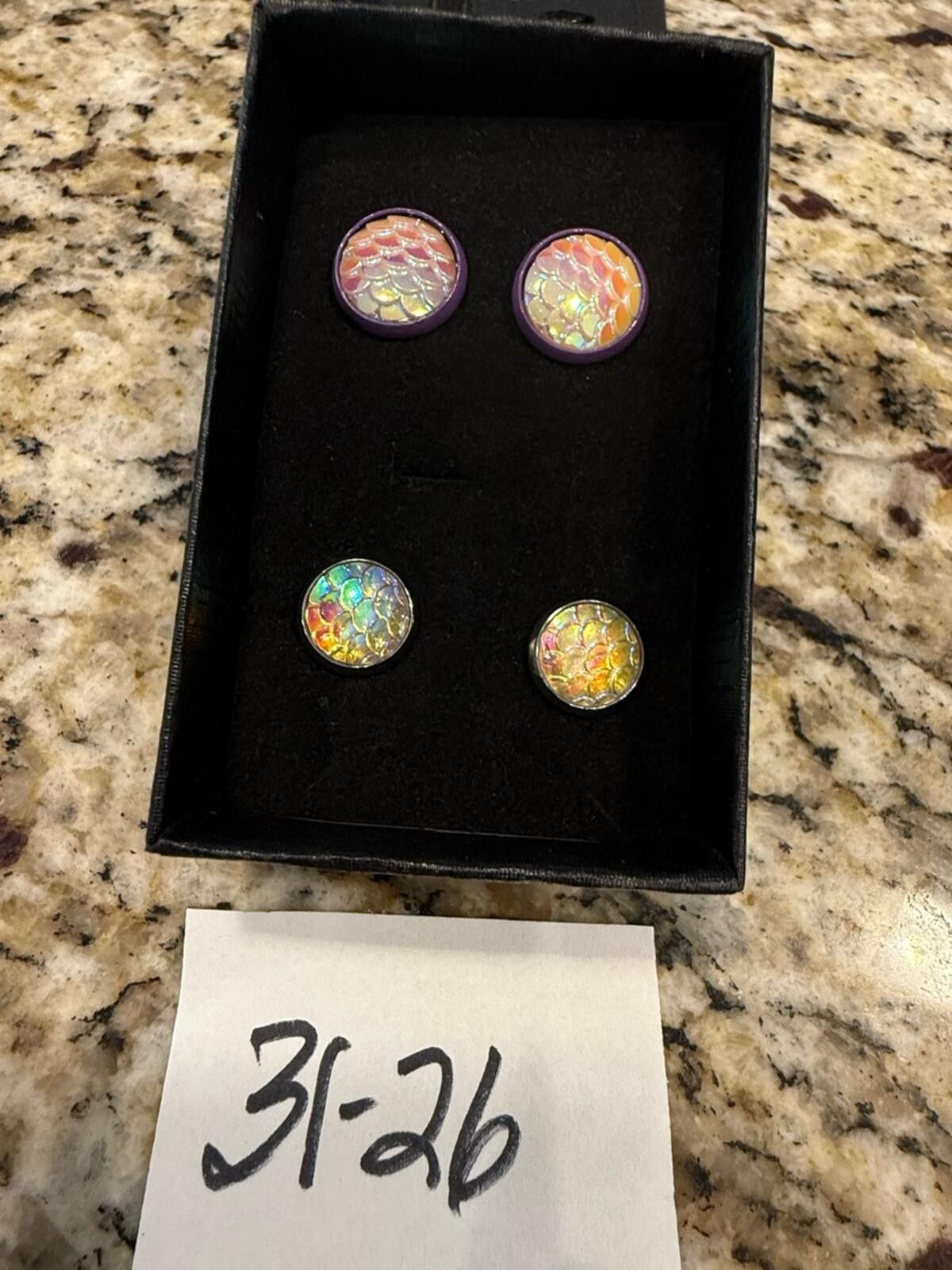 Other Mermaid scales colorful druzy post earring set of two pairs Size ONE SIZE - 4 Thumbnail