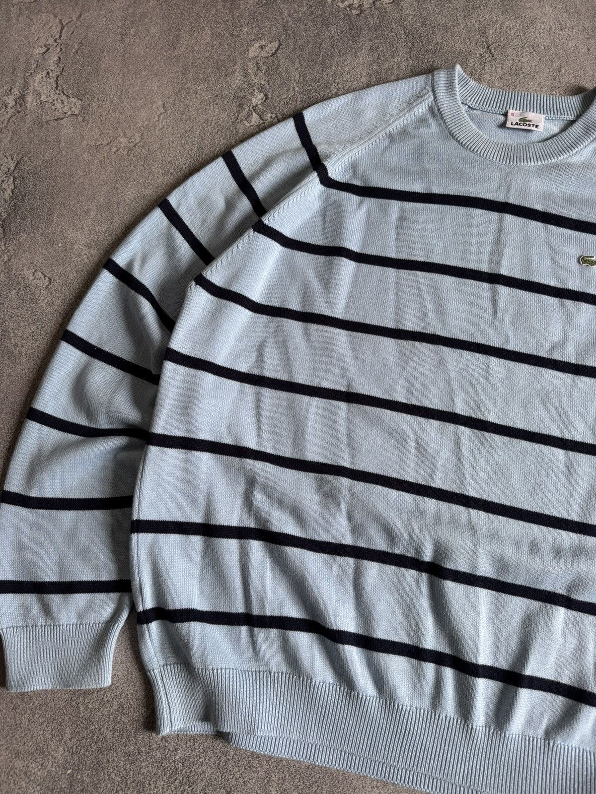 Lacoste × Vintage Lacoste 10size striped blue knitwear sweater jumper pullover Size US XXL / EU 58 / 5 - 10 Thumbnail